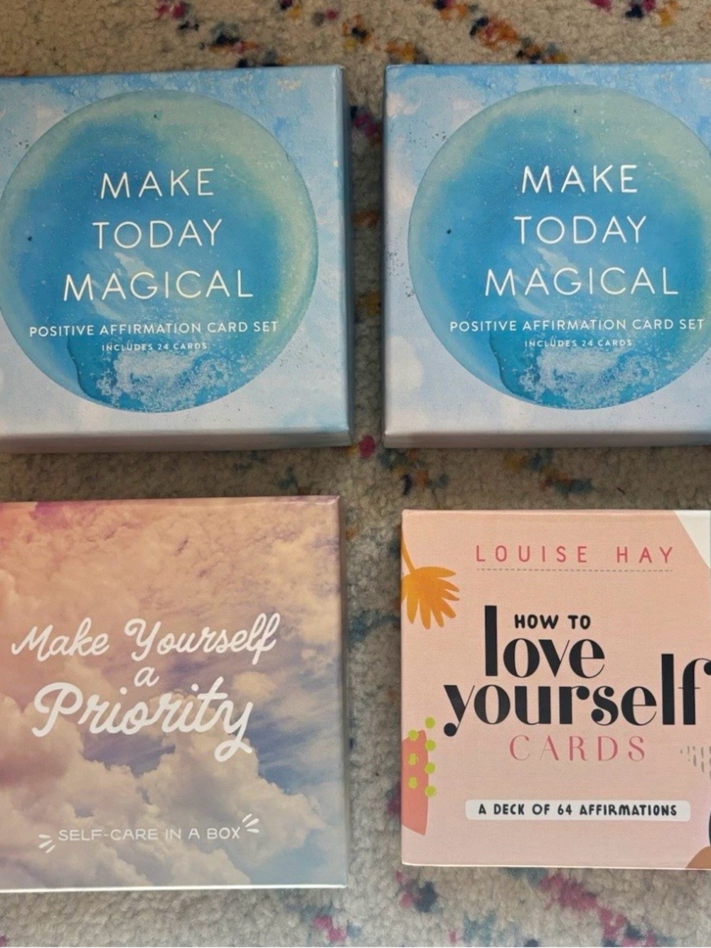 Affirmation Card Set - Blue & Pink Positive Self-Care Decks